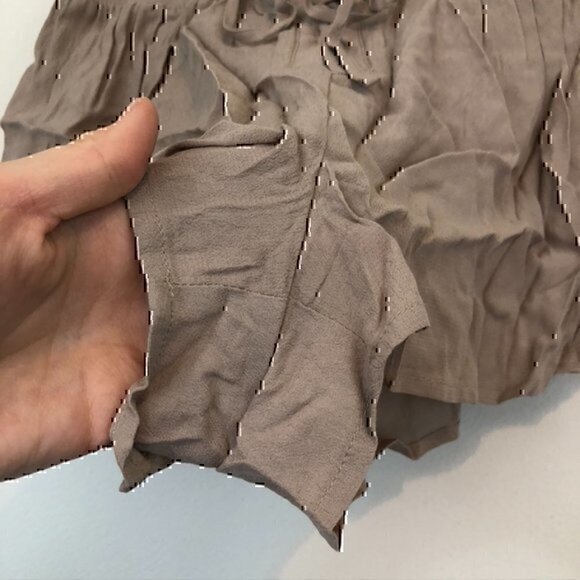 FOREVER 21 Lace Up Woven Short Solid Taupe Brown High Waisted Rise JUNIORS Small - Picture 7 of 10